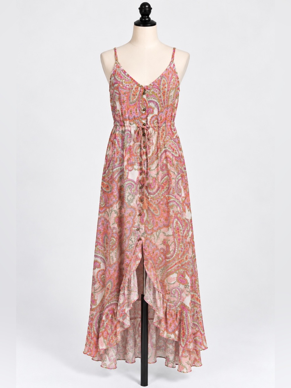 Rewind Pink Paisley High-Low Maxi Dress